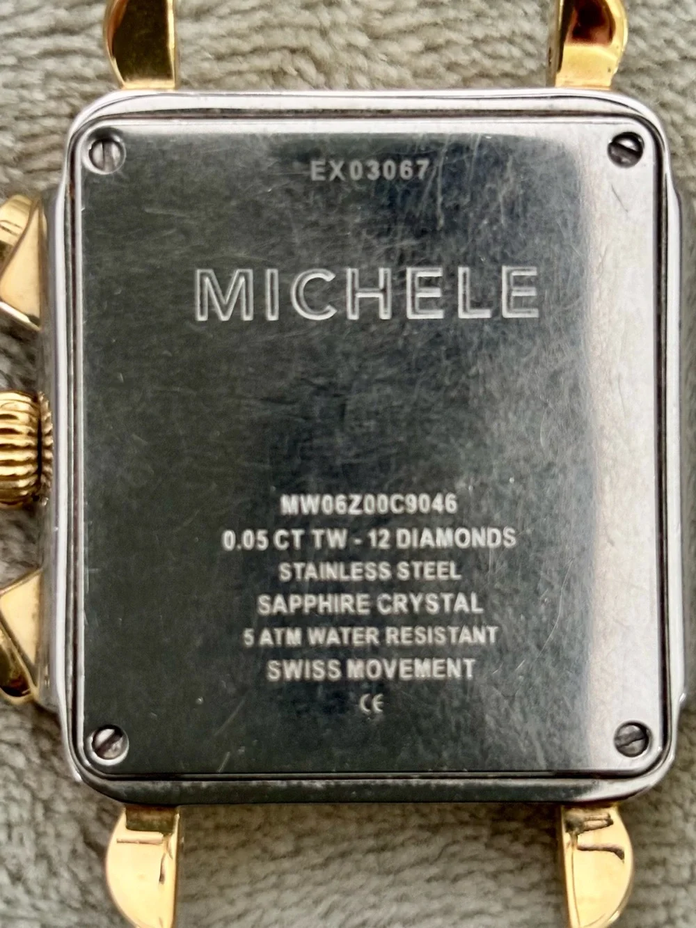 MICHELE  Deco XL Watch (Includes Two Extra Michele Leather Straps)